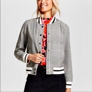 Who What Wear Plaid gingham print bomber jacket S